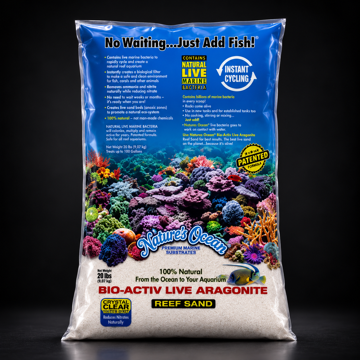 Nature’s Ocean Bio-Activ Live Aragonite – Reef Sand White 9,07 kg