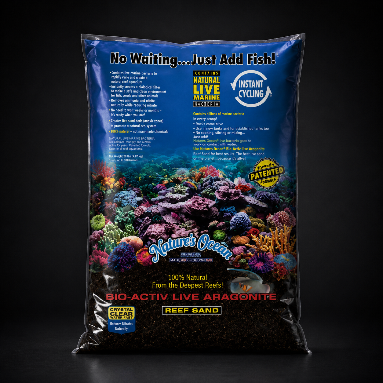 Nature’s Ocean Bio-Activ Live Aragonite – Reef Sand Black 9,07 kg